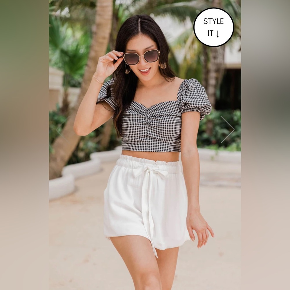 Black + White Gingham Crop Top